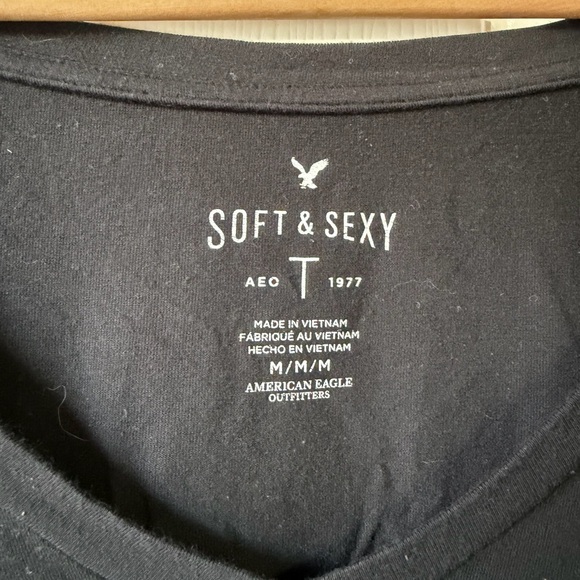 American Eagle Outfitters Black V‑Neck Short Sleeve Tee - Picture 3 of 4
